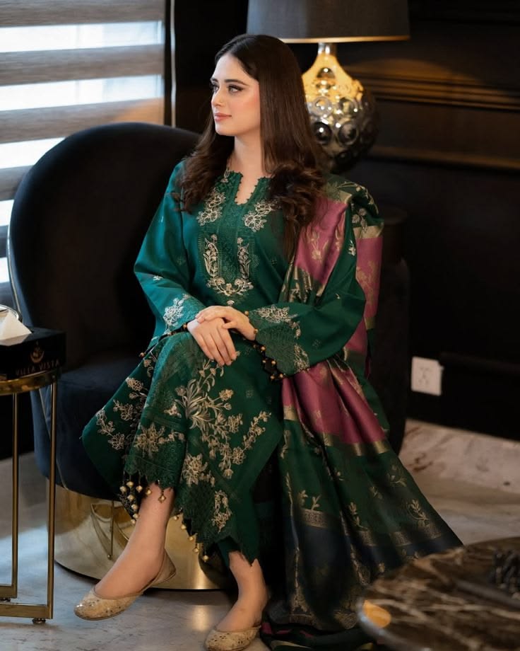 Green Embroidered Suit