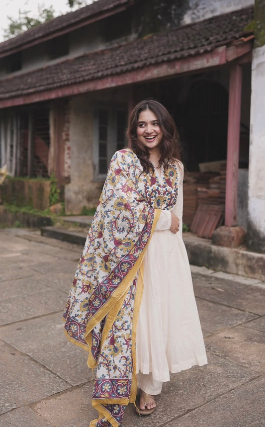 Beautiful cotton fabric full sleeves anarkali pattern 3pc suit