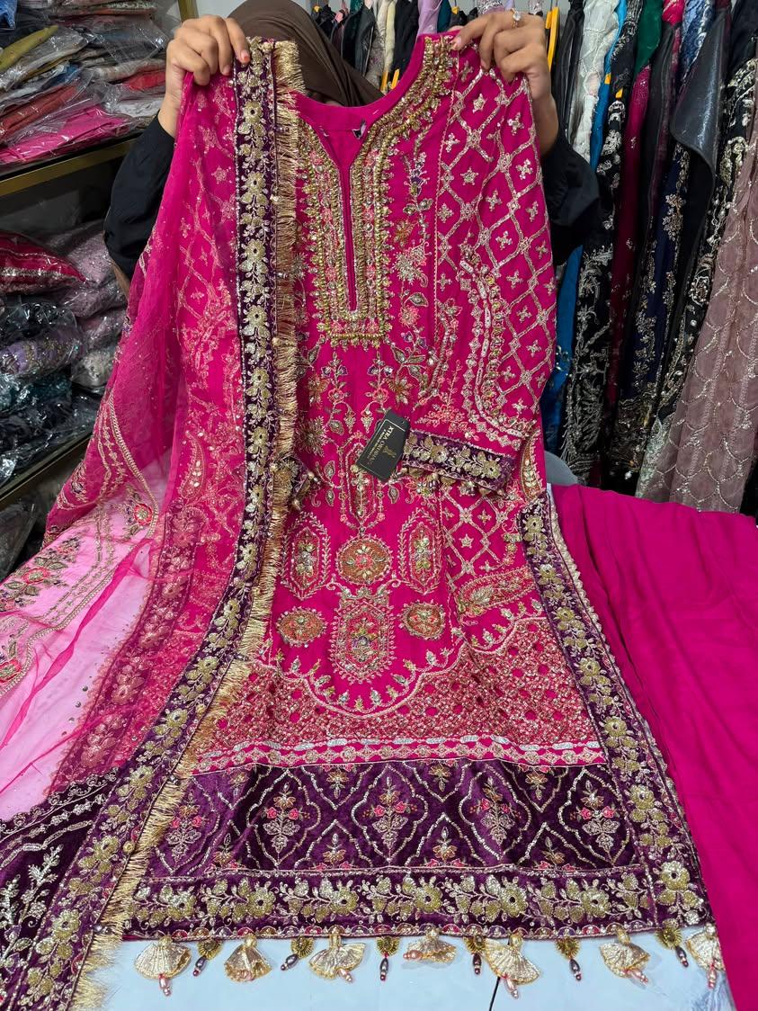 Purple Heavy Embroidered Suit