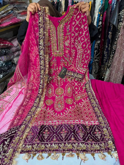 Purple Heavy Embroidered Suit